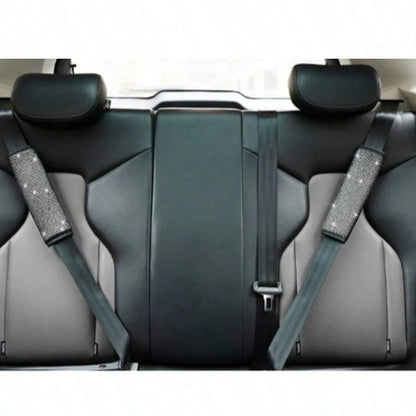 2pcs/Set Car Seat Belt Shoulder Protector Set, Shiny Rhinestone Leather Seat Belt Cover, Suitable For All Car Models, Car Accessories