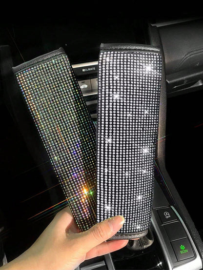 2pcs/Set Car Seat Belt Shoulder Protector Set, Shiny Rhinestone Leather Seat Belt Cover, Suitable For All Car Models, Car Accessories