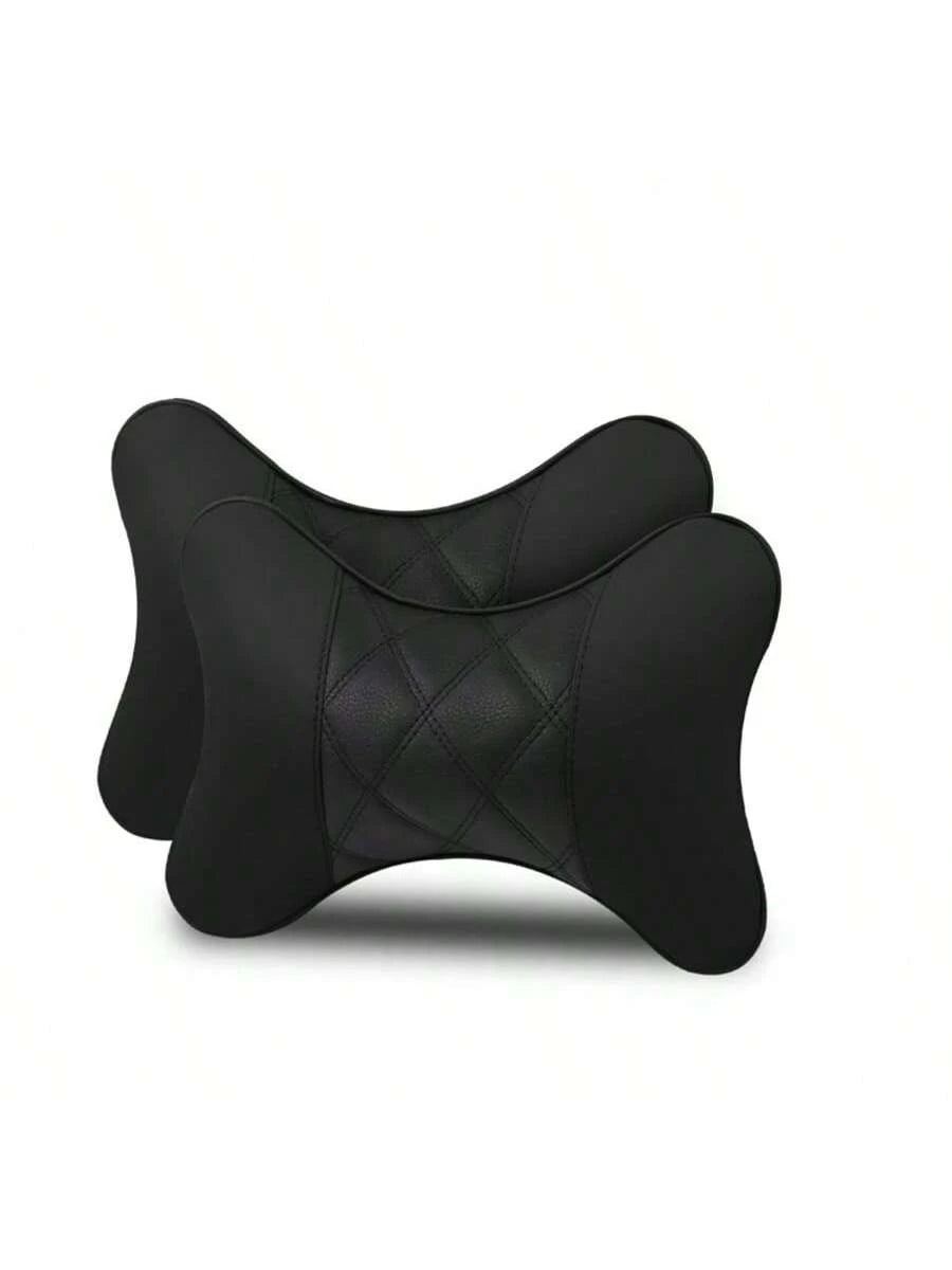 2pcs/Set Leather Car Neck Pillows, Leather Car Headrest Pair, Suitable For All Seasons,Car Pilow