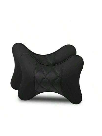 2pcs/Set Leather Car Neck Pillows, Leather Car Headrest Pair, Suitable For All Seasons,Car Pilow