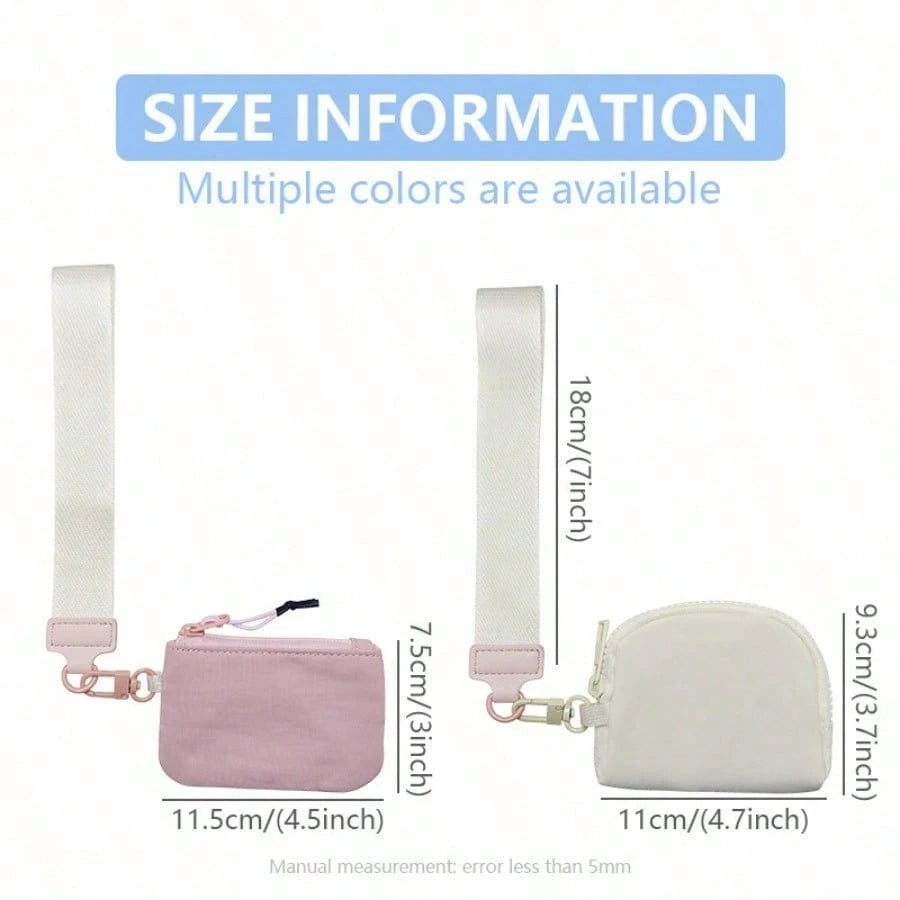 2pcs/Set Multi-Functional Lightweight Waterproof Nylon Wrist Pouch Wallet Fashion Sports Dual Pocket Coin Purse Card Holder Key Ring Bag For Women Wallet Mini Wallet Purse Wallet Wristlet Wallet Coin