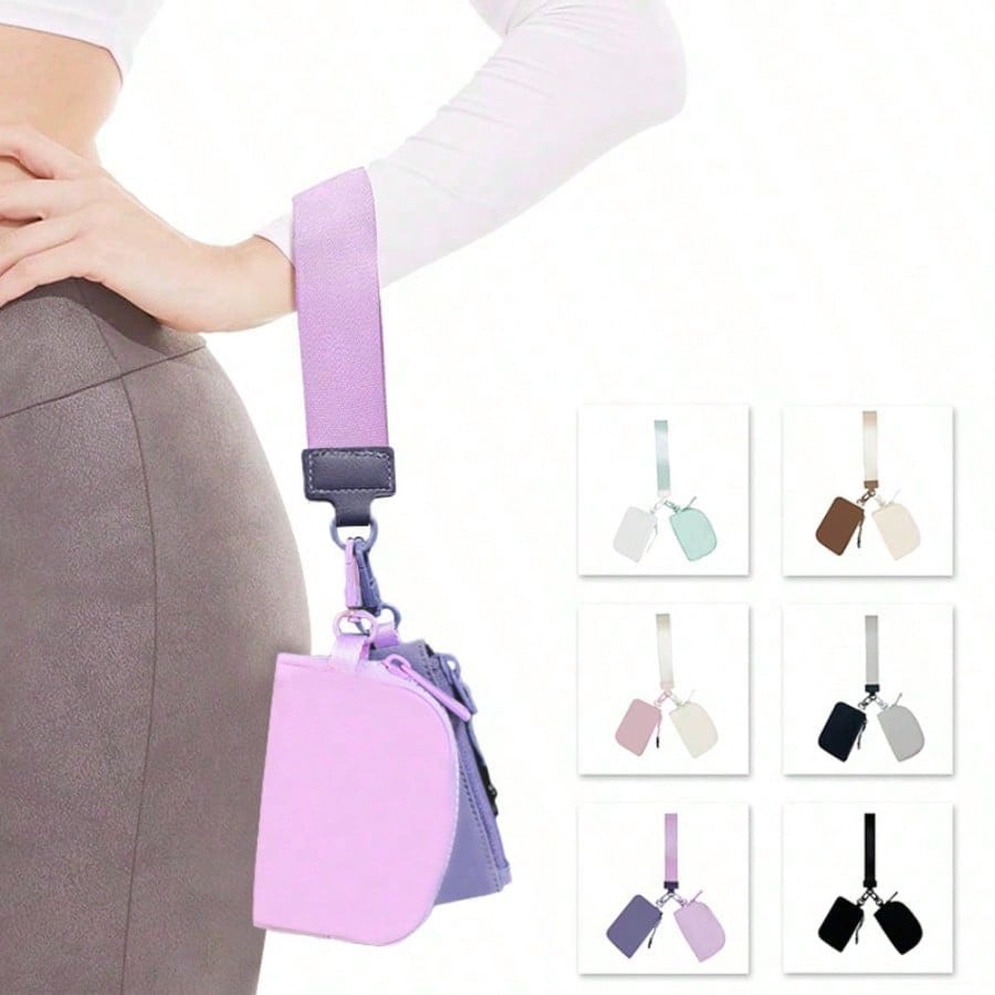 2pcs/Set Multi-Functional Lightweight Waterproof Nylon Wrist Pouch Wallet Fashion Sports Dual Pocket Coin Purse Card Holder Key Ring Bag For Women Wallet Mini Wallet Purse Wallet Wristlet Wallet Coin