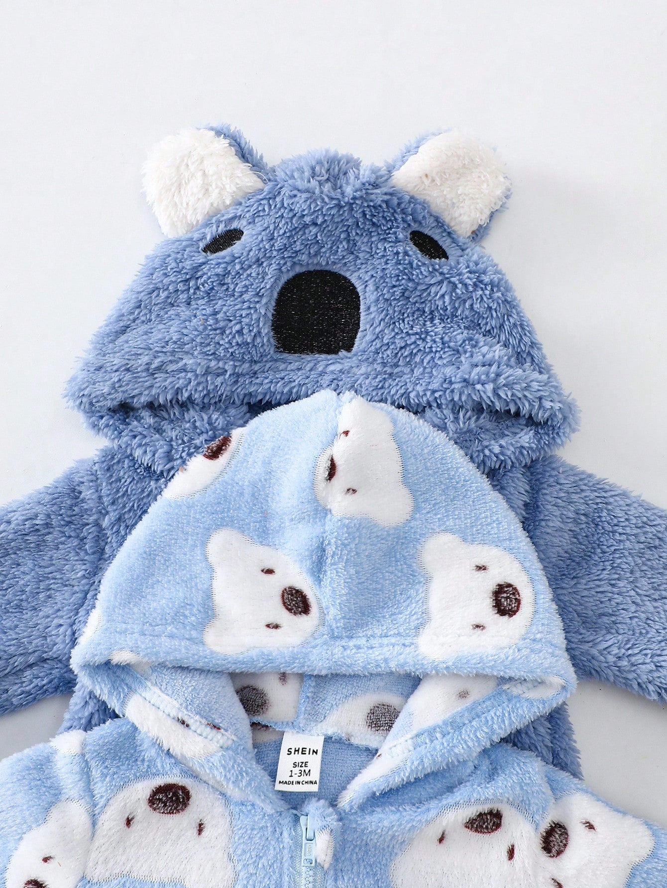 2pcs/Set Newborn Cute Koala Print Embroidered Plush Thickened Long Sleeve Jumpsuit Pajamas, Autumn/Winter Fall