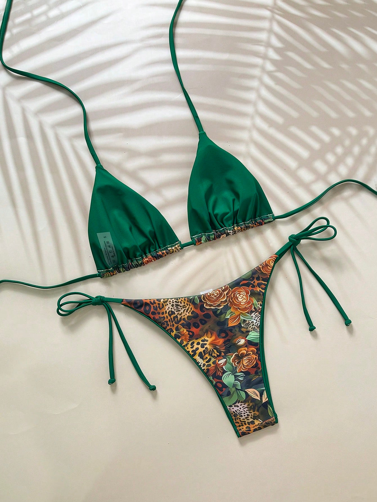 2pcs/Set Women Leopard Print Spaghetti Strap Tie Sexy Bikini Set, Suitable For Beach Vacation And Halloween Wear, Summer 2025