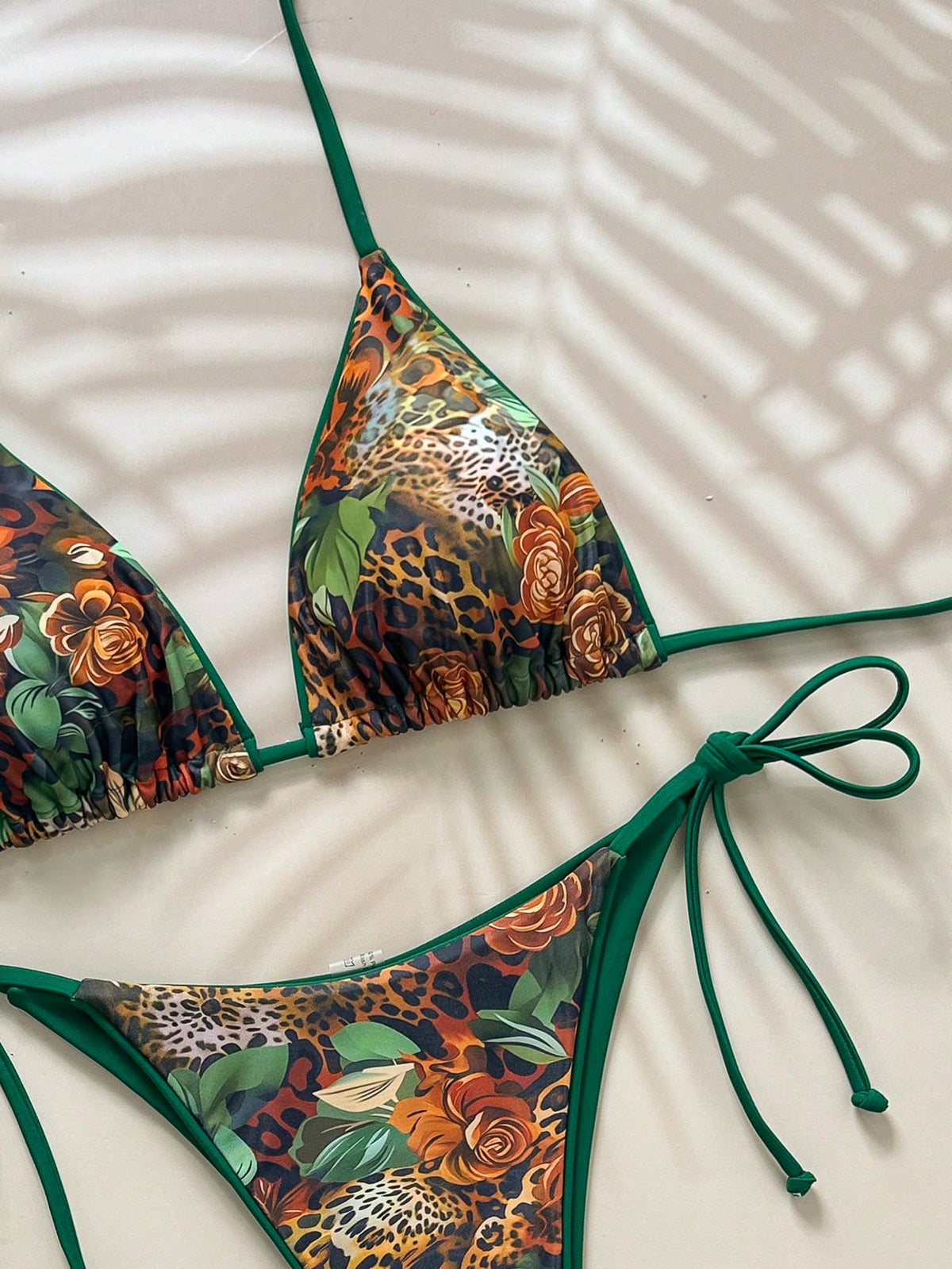 2pcs/Set Women Leopard Print Spaghetti Strap Tie Sexy Bikini Set, Suitable For Beach Vacation And Halloween Wear, Summer 2025