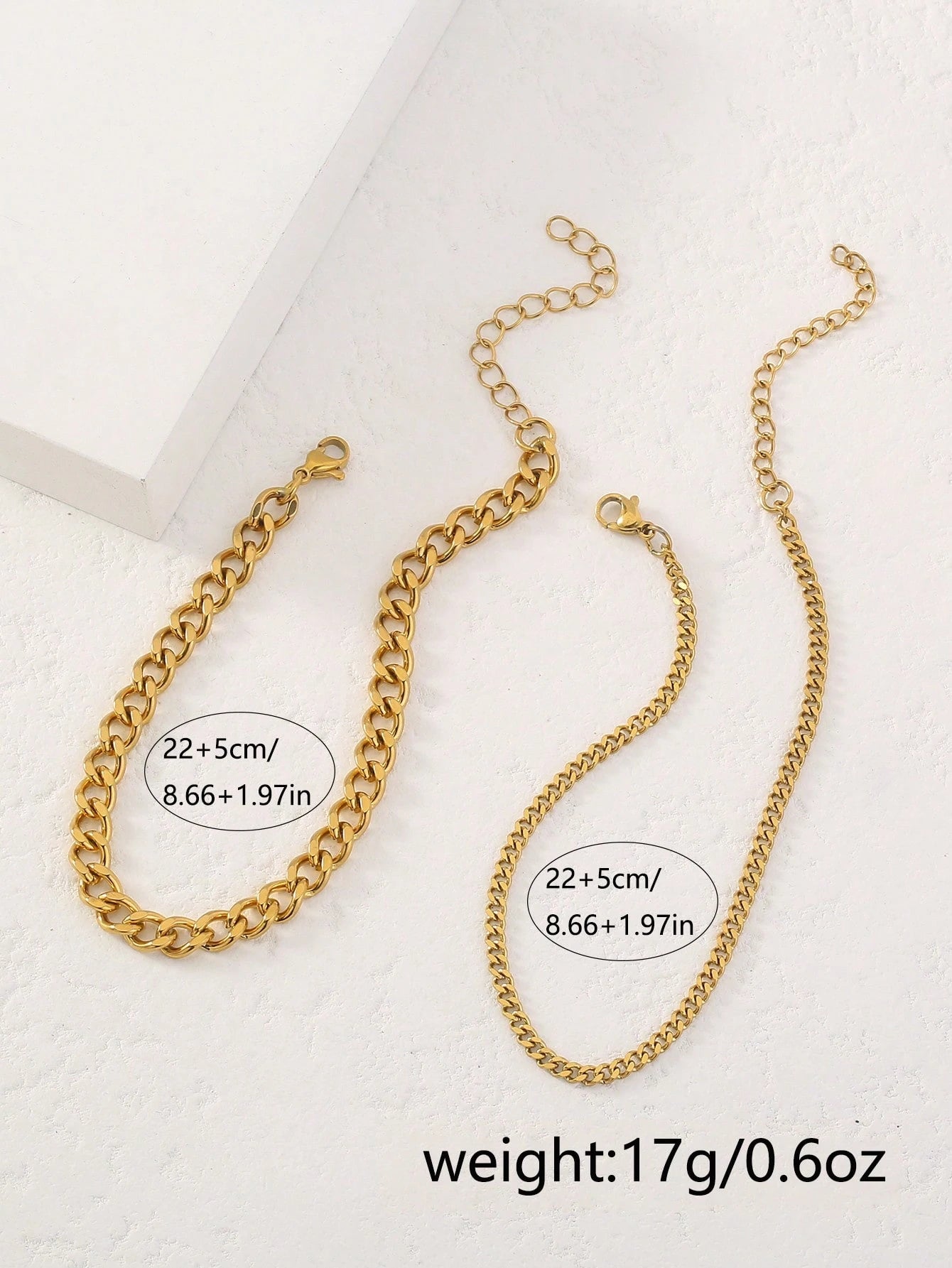 2pcs/Set Women's Gold Stainless Steel Cuban Link Anklet, Beach Foot Chain