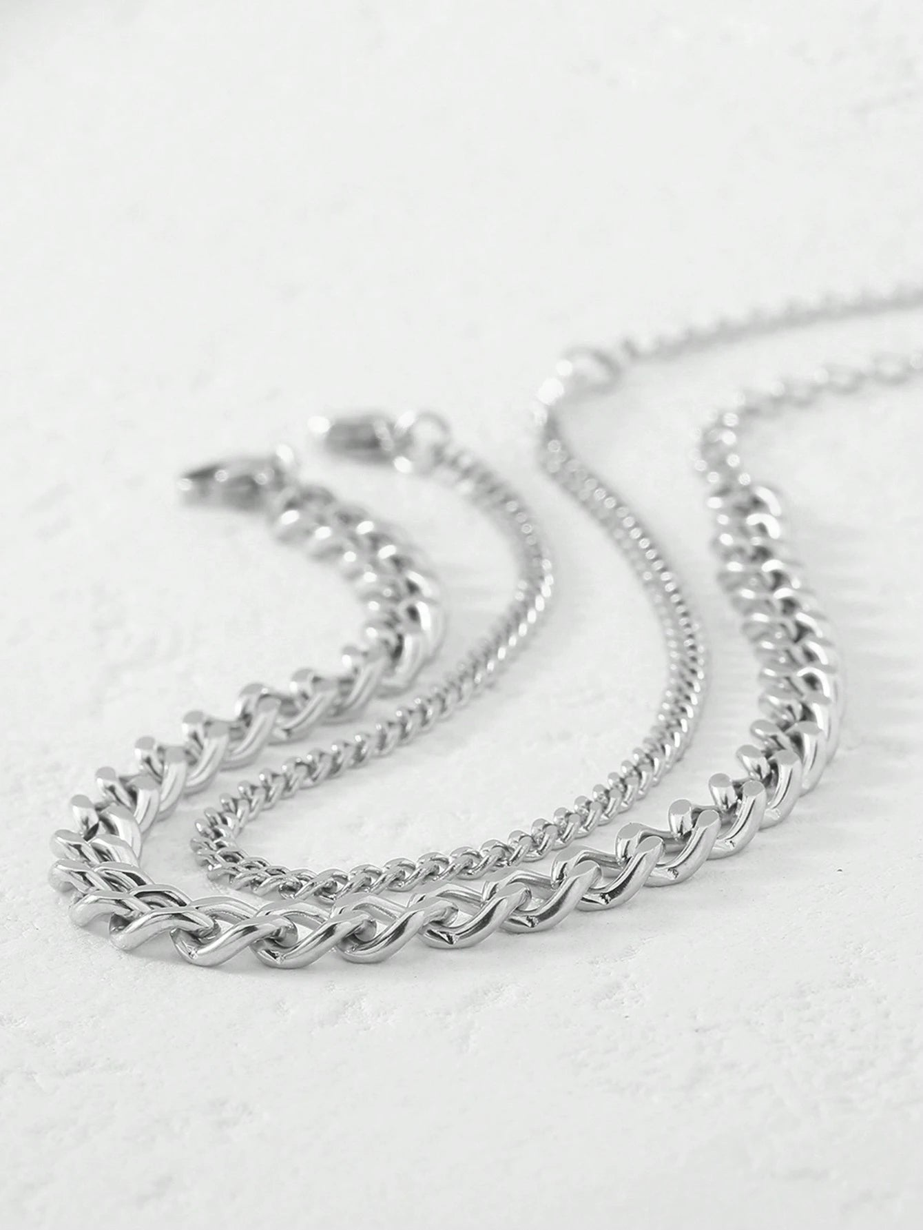 2pcs/Set Women's Gold Stainless Steel Cuban Link Anklet, Beach Foot Chain