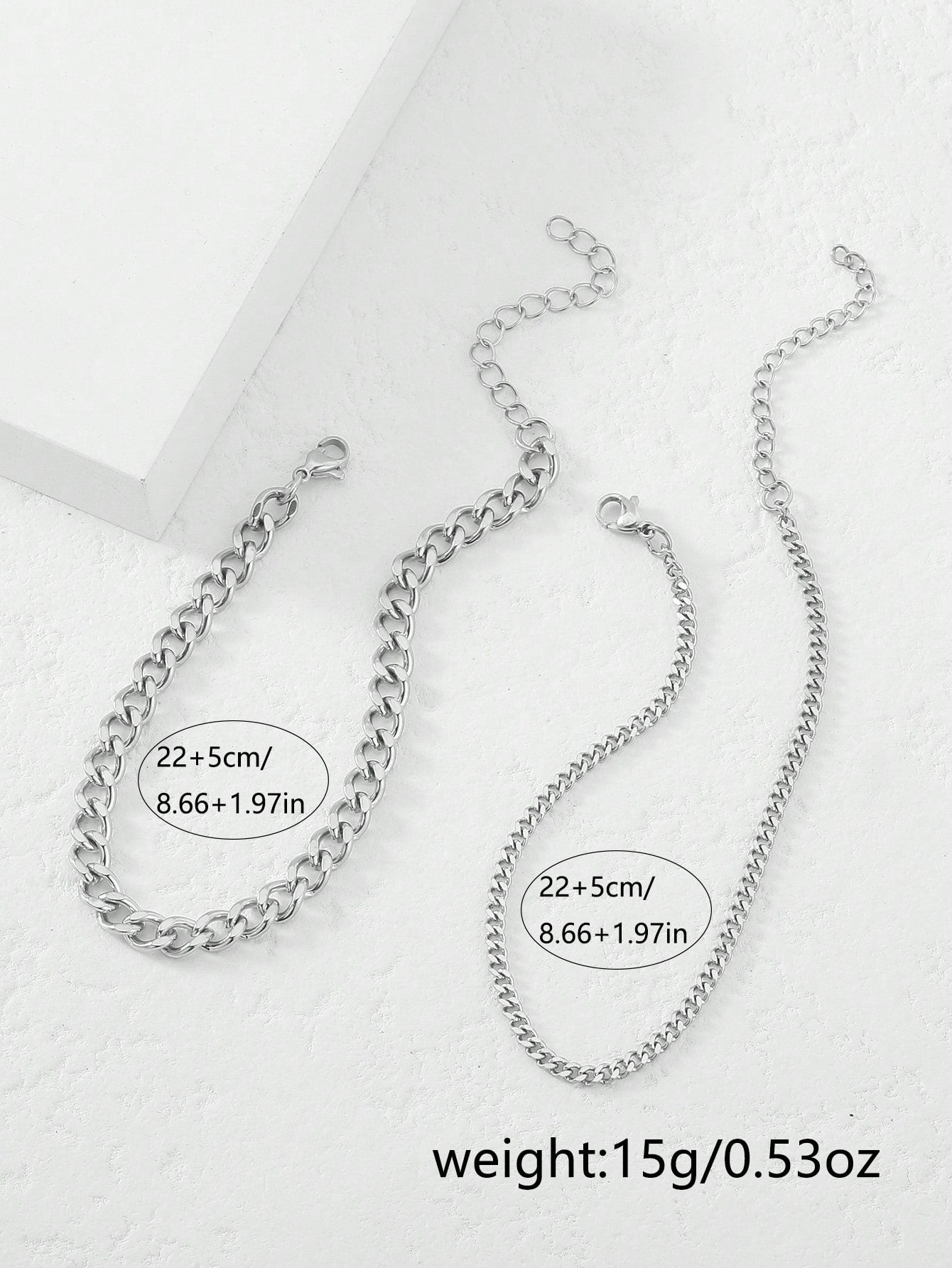 2pcs/Set Women's Gold Stainless Steel Cuban Link Anklet, Beach Foot Chain