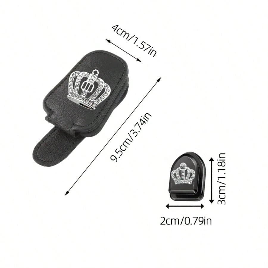 2pcs Shiny Rhinestone- Car Accessories, Car Sun Visor Glasses Clip, Car Glasses Clip And Car Hook Adhesive Type, Car Interior Decoration Accessories For Women