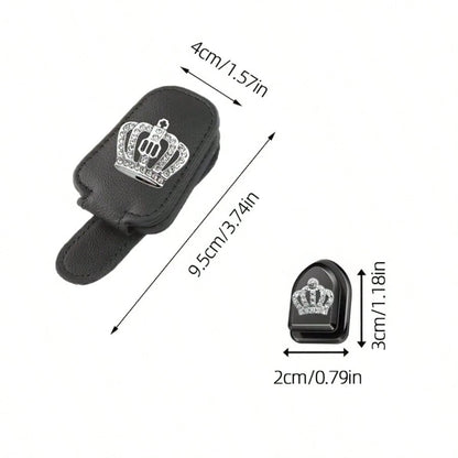 2pcs Shiny Rhinestone- Car Accessories, Car Sun Visor Glasses Clip, Car Glasses Clip And Car Hook Adhesive Type, Car Interior Decoration Accessories For Women