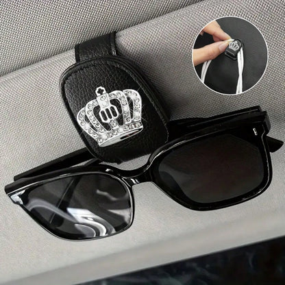 2pcs Shiny Rhinestone- Car Accessories, Car Sun Visor Glasses Clip, Car Glasses Clip And Car Hook Adhesive Type, Car Interior Decoration Accessories For Women