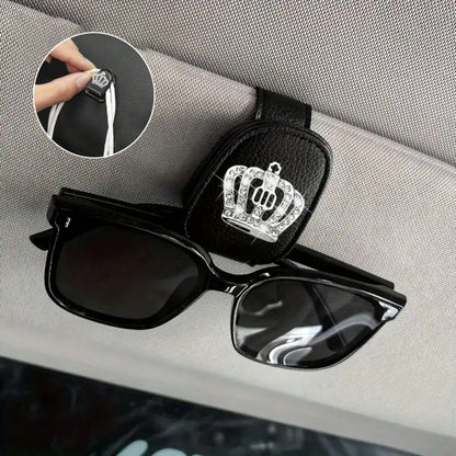 2pcs Shiny Rhinestone- Car Accessories, Car Sun Visor Glasses Clip, Car Glasses Clip And Car Hook Adhesive Type, Car Interior Decoration Accessories For Women