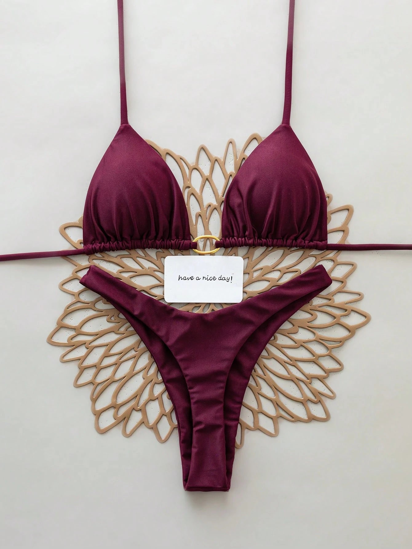 2pcs Solid Color Sexy Backless Tie-Up Bikini Swimwear, Suitable For Beach, Resort, Stage And Concert In Summer Vacation