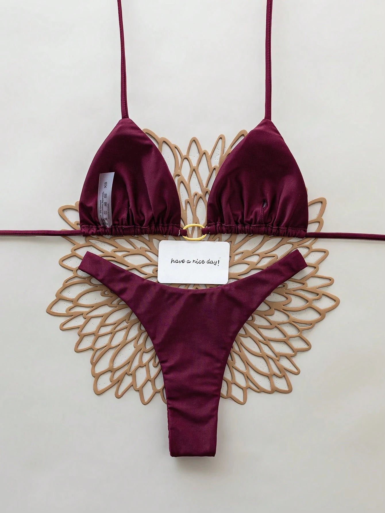 2pcs Solid Color Sexy Backless Tie-Up Bikini Swimwear, Suitable For Beach, Resort, Stage And Concert In Summer Vacation