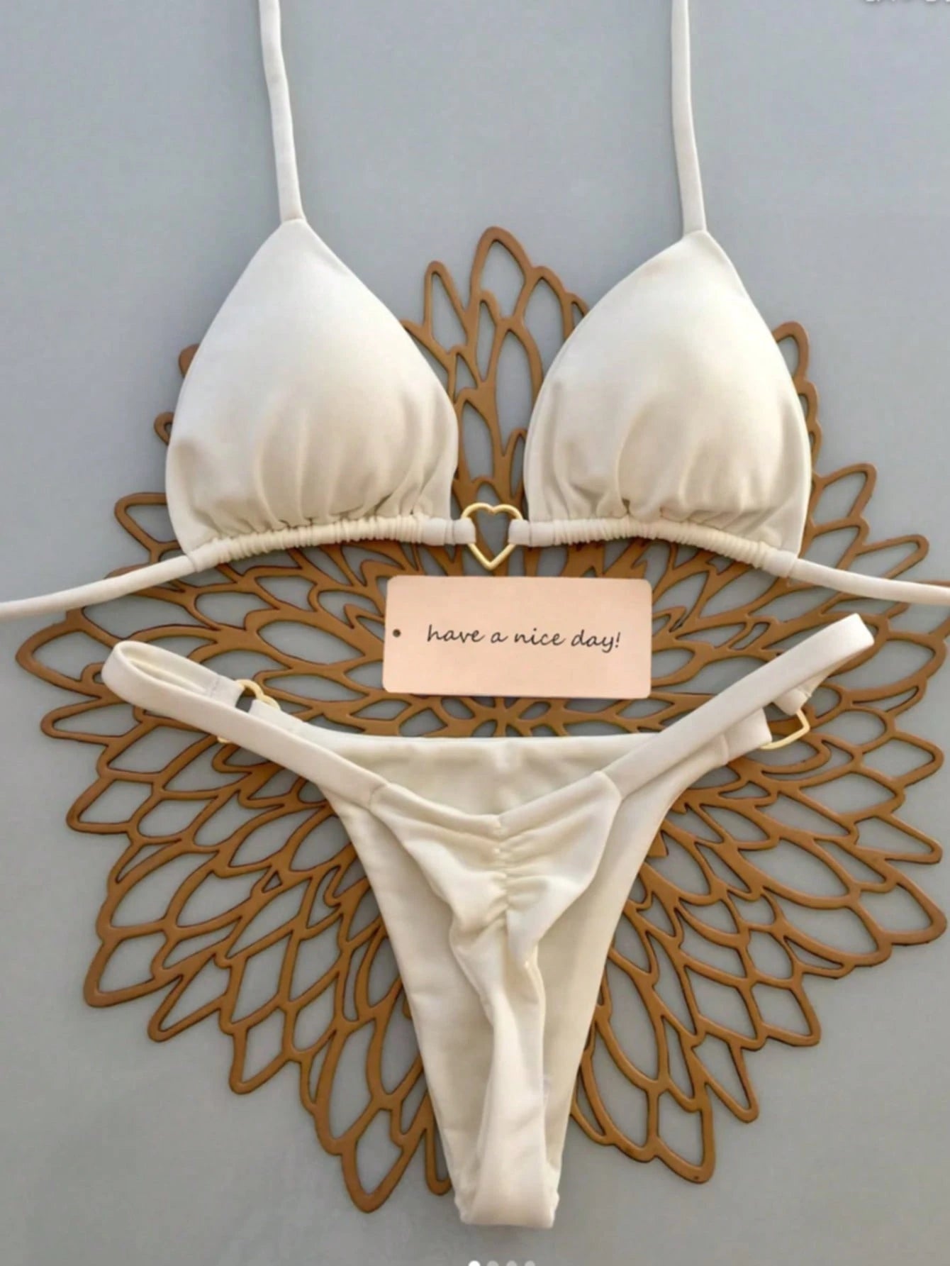 2pcs Solid Color Sexy Backless Tie-Up Bikini Swimwear, Suitable For Beach, Resort, Stage And Concert In Summer Vacation
