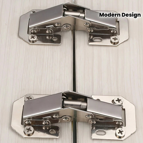 2pcs Stainless Steel Concealed Cabinet Hinges, 90° Spring Buffered, Surface Mount With Screws, Soft Close Design, Suitable For Frameless Doors, Durable And Quiet, Metal Texture, Easy To Assemble