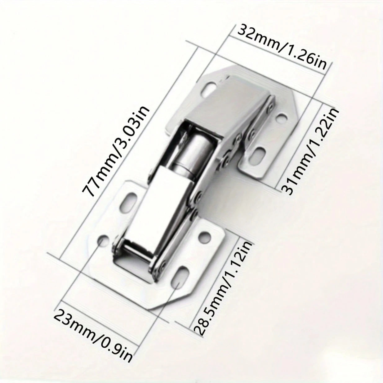 2pcs Stainless Steel Concealed Cabinet Hinges, 90° Spring Buffered, Surface Mount With Screws, Soft Close Design, Suitable For Frameless Doors, Durable And Quiet, Metal Texture, Easy To Assemble