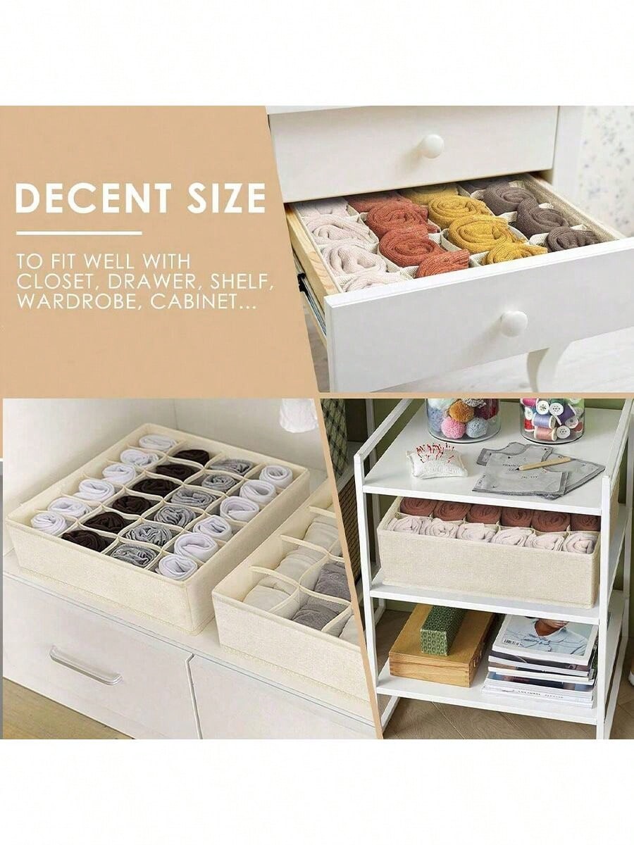 2pcs Storage Boxes For Baby Socks And Clothes, 24-Compartment Foldable Drawer Dividers, Wardrobe Divider Baskets, Bedroom Accessory Organizer