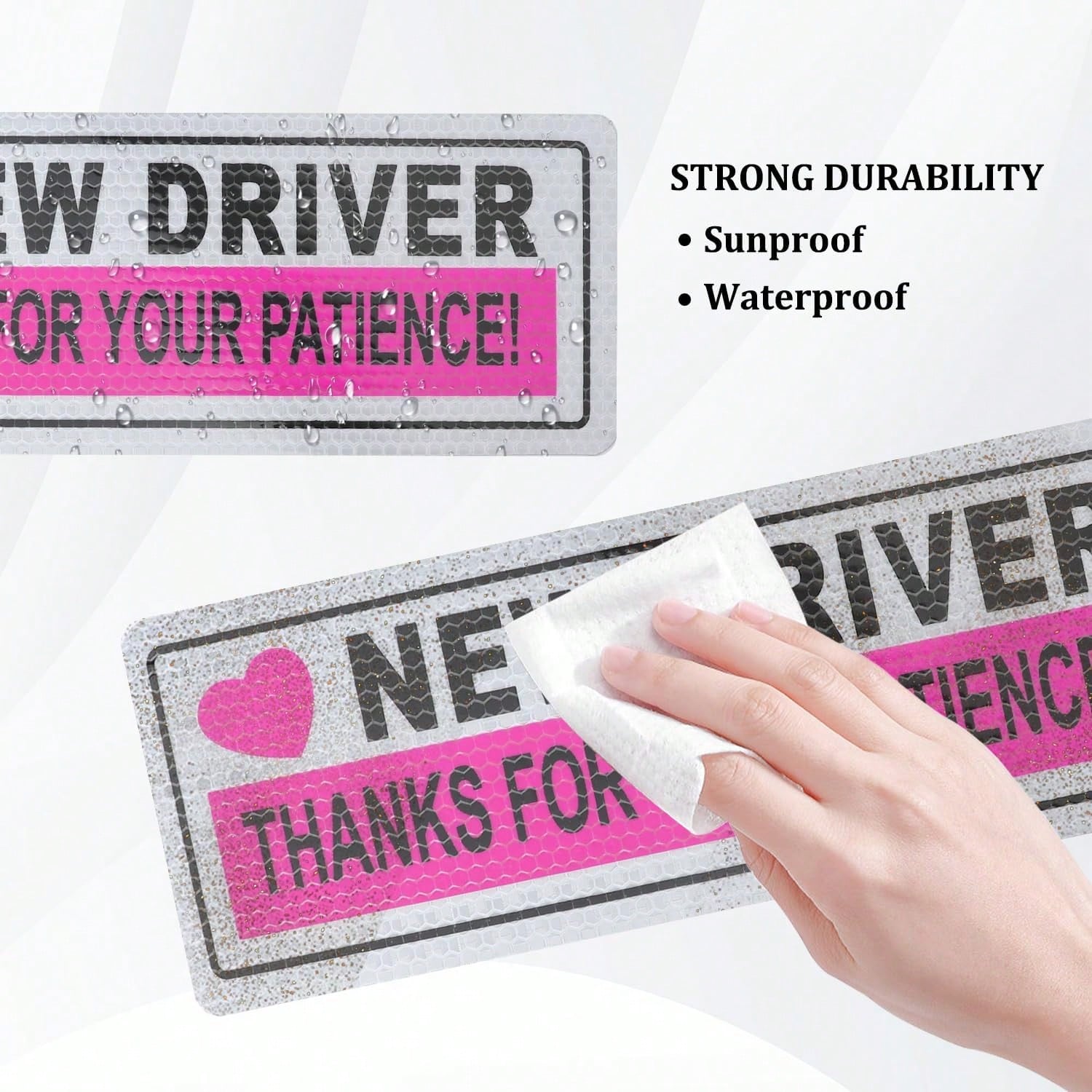 2PCS Student Driver Magnet For Car,Reflective New Driver Sticker Car Decorations For Safety Warning,Essential Please Be Patient Student Driver Magnet Car Accessories (Pink 1)