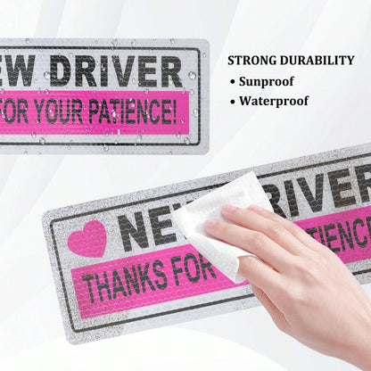 2PCS Student Driver Magnet For Car,Reflective New Driver Sticker Car Decorations For Safety Warning,Essential Please Be Patient Student Driver Magnet Car Accessories (Pink 1)