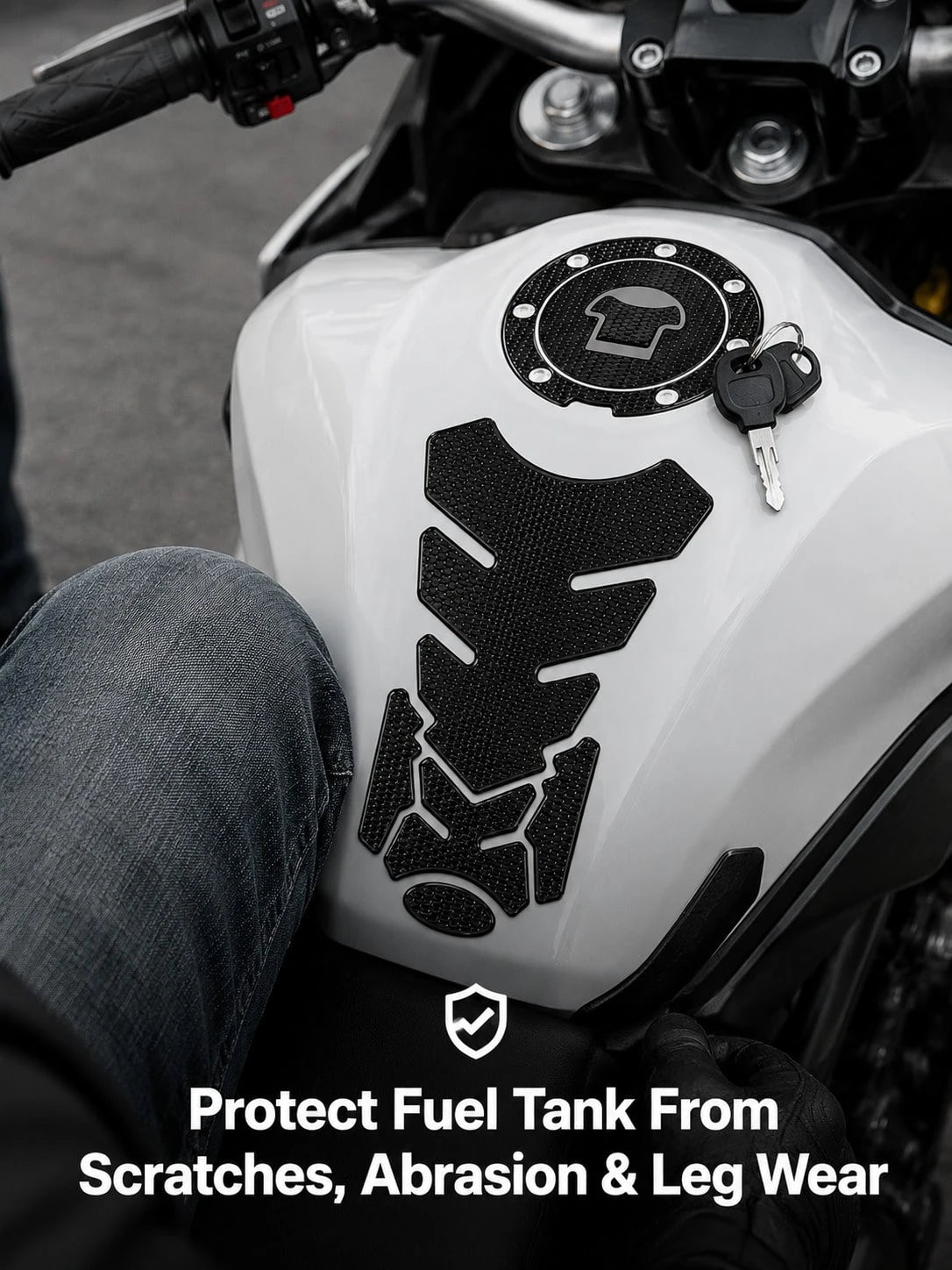 2pcs Universal Motorcycle Fuel Tank Sticker Set, Anti-Slip Fishbone Fuel Tank Sticker + Fuel Tank Cap Sticker, Waterproof Scratch-Resistant Self-Adhesive Decorative Decal, Suitable For Motorcycle Modi