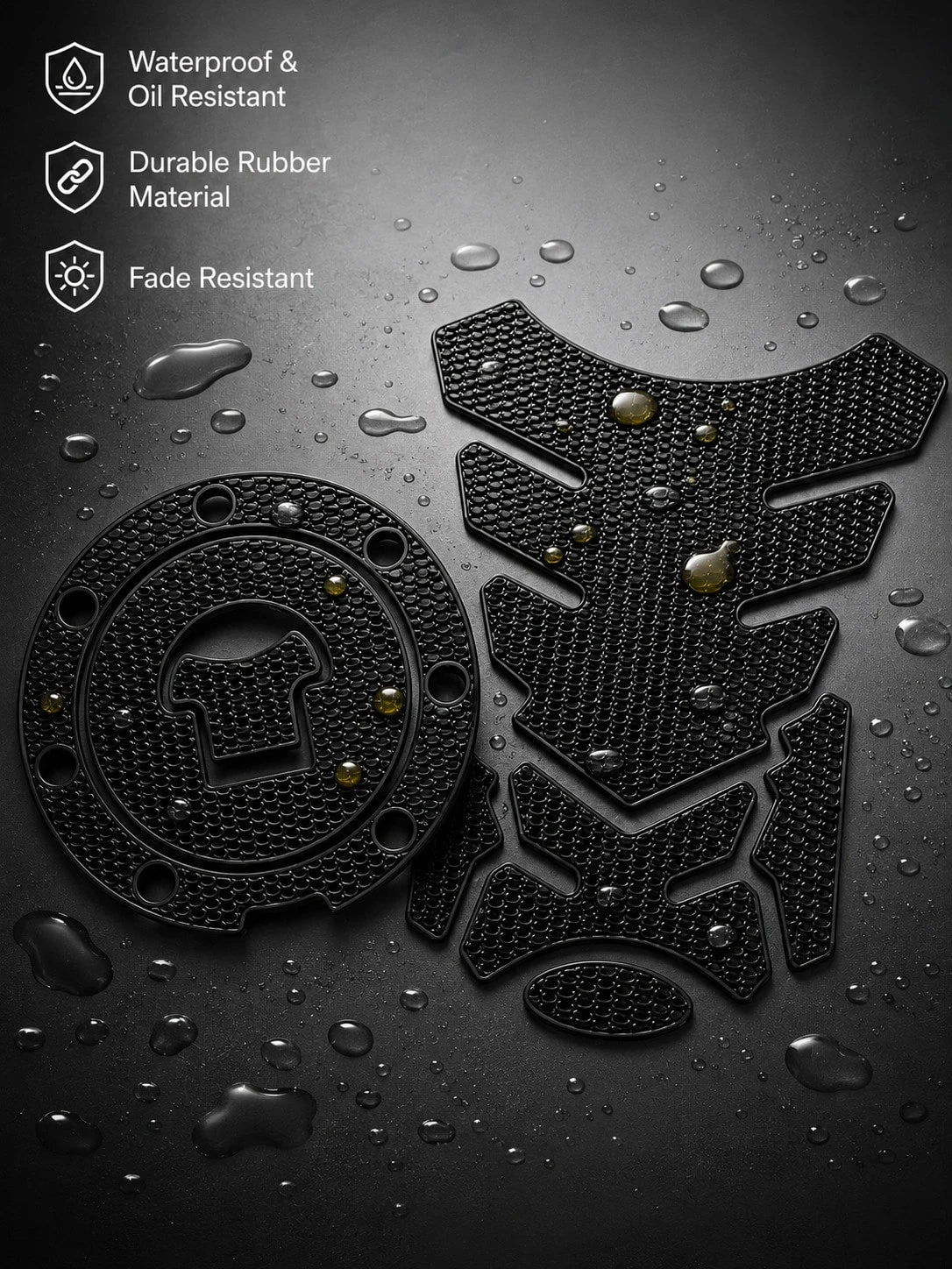 2pcs Universal Motorcycle Fuel Tank Sticker Set, Anti-Slip Fishbone Fuel Tank Sticker + Fuel Tank Cap Sticker, Waterproof Scratch-Resistant Self-Adhesive Decorative Decal, Suitable For Motorcycle Modi
