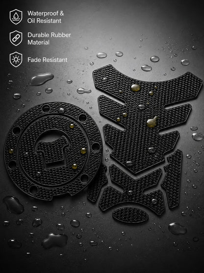 2pcs Universal Motorcycle Fuel Tank Sticker Set, Anti-Slip Fishbone Fuel Tank Sticker + Fuel Tank Cap Sticker, Waterproof Scratch-Resistant Self-Adhesive Decorative Decal, Suitable For Motorcycle Modi