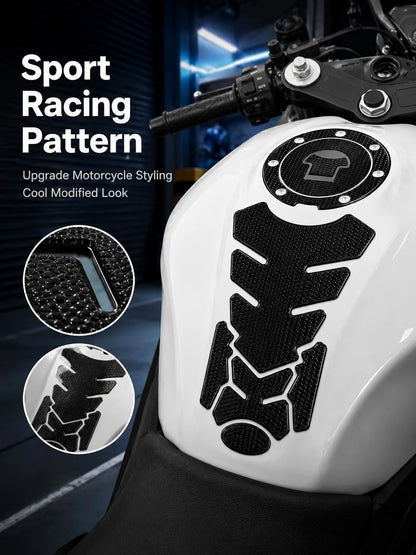 2pcs Universal Motorcycle Fuel Tank Sticker Set, Anti-Slip Fishbone Fuel Tank Sticker + Fuel Tank Cap Sticker, Waterproof Scratch-Resistant Self-Adhesive Decorative Decal, Suitable For Motorcycle Modi