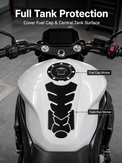 2pcs Universal Motorcycle Fuel Tank Sticker Set, Anti-Slip Fishbone Fuel Tank Sticker + Fuel Tank Cap Sticker, Waterproof Scratch-Resistant Self-Adhesive Decorative Decal, Suitable For Motorcycle Modi