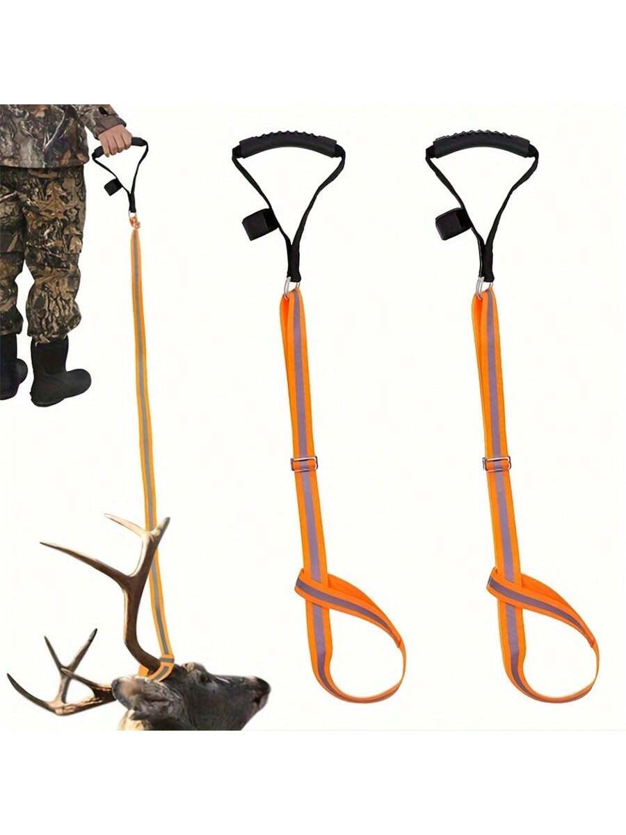 2pcs Upgraded Reflective Deer Drag Rope With Non-Slip Rubber Handle, Adjustable Length Deer Tie-Down Strap, Animal Restraint Drag Rope