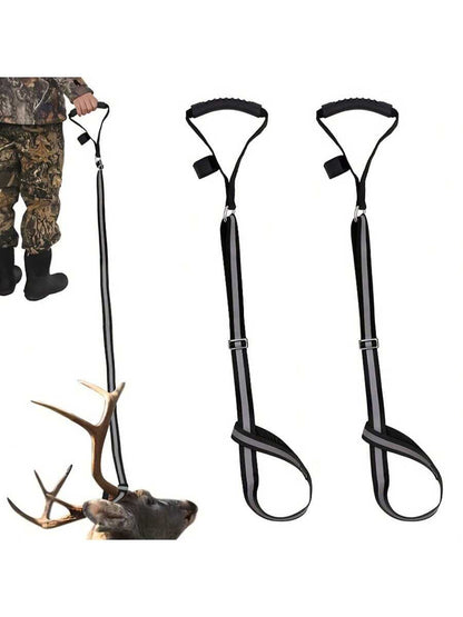 2pcs Upgraded Reflective Deer Drag Rope With Non-Slip Rubber Handle, Adjustable Length Deer Tie-Down Strap, Animal Restraint Drag Rope