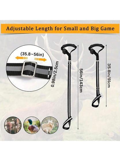 2pcs Upgraded Reflective Deer Drag Rope With Non-Slip Rubber Handle, Adjustable Length Deer Tie-Down Strap, Animal Restraint Drag Rope
