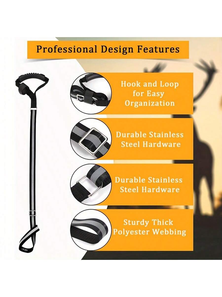 2pcs Upgraded Reflective Deer Drag Rope With Non-Slip Rubber Handle, Adjustable Length Deer Tie-Down Strap, Animal Restraint Drag Rope