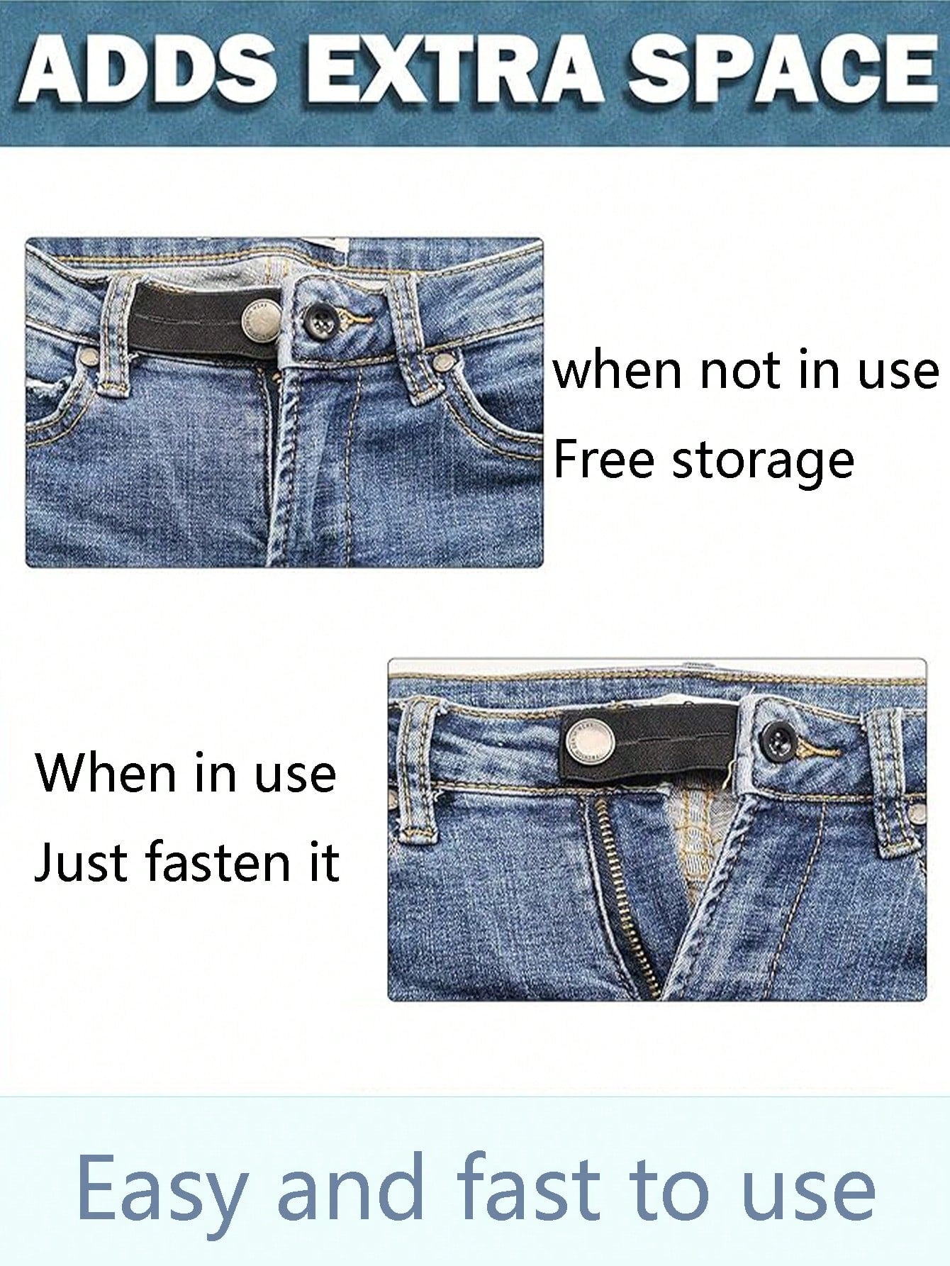 2pcs Waistband Extender Buckle, Elastic Adjustable Pants Extension,Pants Button Extension Belt, Maternity Pants Stretch Button, Adjustable Button Extension Buckle, Suitable For Men And Women