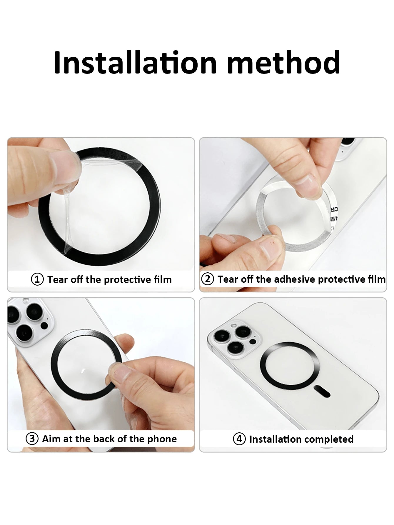 2pcs Wireless Charging Painted Iron Disc Magnetic Rings, Adhesive Magnetic Phone Holder Accessories, Universal Magnetic Sticker With Separate Tail Magnet, Enhance Magnetic Force Slim Fit No Trace No D