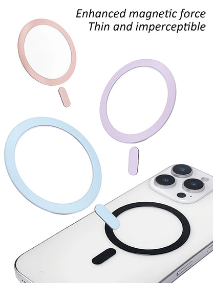 2pcs Wireless Charging Painted Iron Disc Magnetic Rings, Adhesive Magnetic Phone Holder Accessories, Universal Magnetic Sticker With Separate Tail Magnet, Enhance Magnetic Force Slim Fit No Trace No D