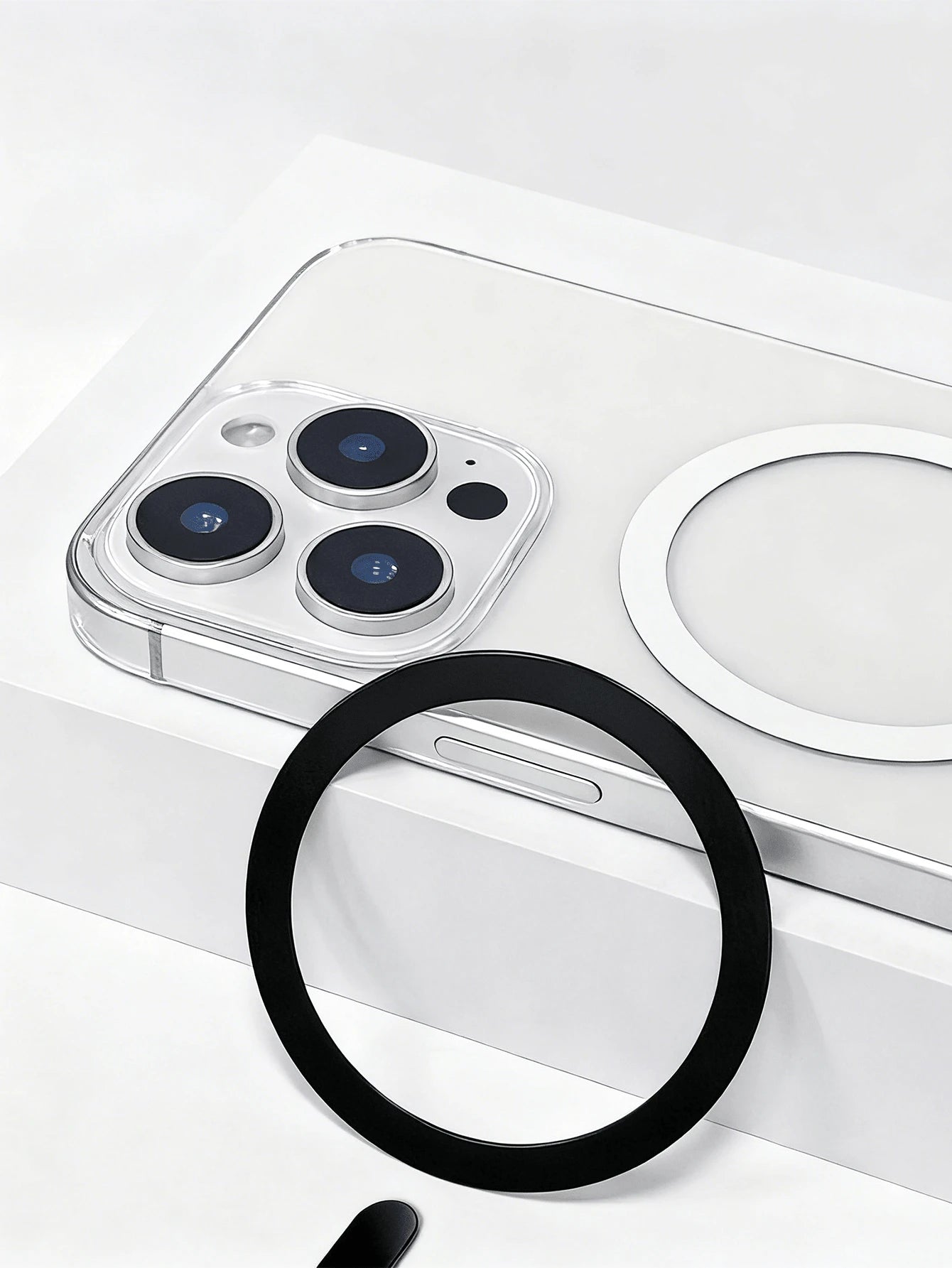 2pcs Wireless Charging Painted Iron Disc Magnetic Rings, Adhesive Magnetic Phone Holder Accessories, Universal Magnetic Sticker With Separate Tail Magnet, Enhance Magnetic Force Slim Fit No Trace No D