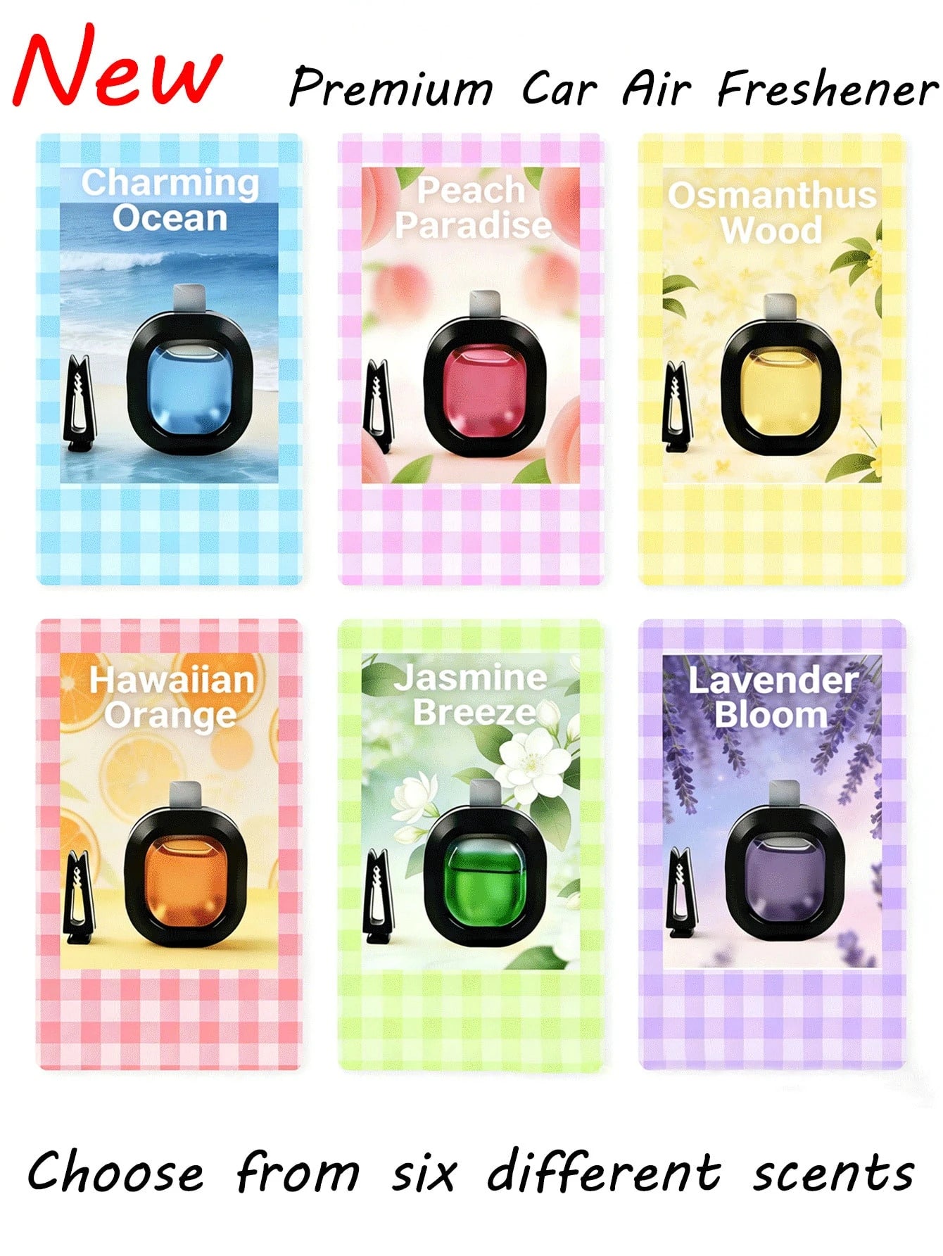 3/6pcs Portable Car Diffuser, Car Air Freshener, Keeps Car Interior Fresh, Aromatherapy, 5 Scent Options. Suitable For Birthday, New Year Gifts, Women, Home Decor, Men Gifts, Weddings