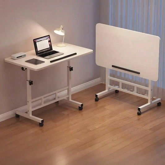 3 Colors, Adjustable Height, 360° Swivel Folding Desk On Wheels With Sturdy Frame, Suitable For Home Office Space, Dorm Room, Study, Small Apartment