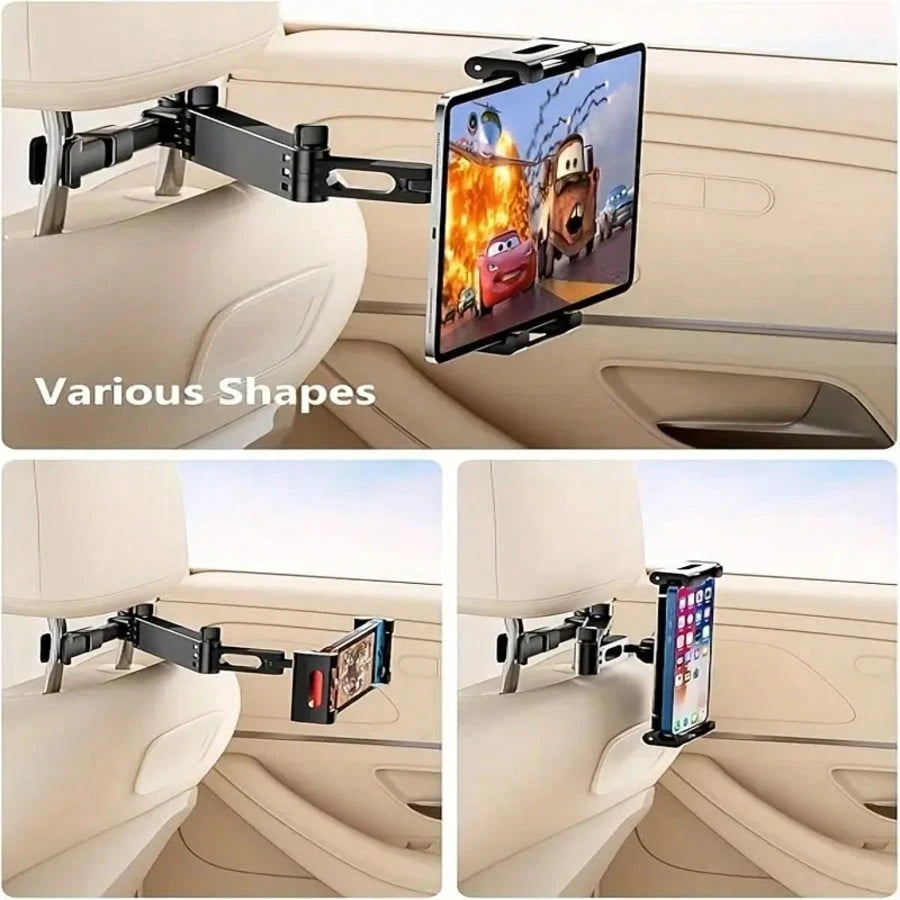 [3-In-1 Car Headrest Bracket]360-Degree Rotation Adjustable, Suitable For 4.7 To 11 Inches, Car Mobile Phone Accessories, Back Of The Head Extended 360° Rotating Mobile Phone Holder, Tablet Holder, Ca