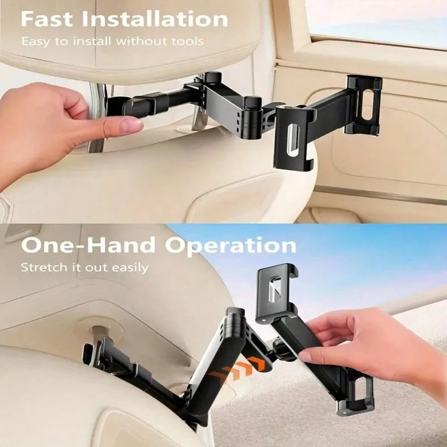 [3-In-1 Car Headrest Bracket]360-Degree Rotation Adjustable, Suitable For 4.7 To 11 Inches, Car Mobile Phone Accessories, Back Of The Head Extended 360° Rotating Mobile Phone Holder, Tablet Holder, Ca