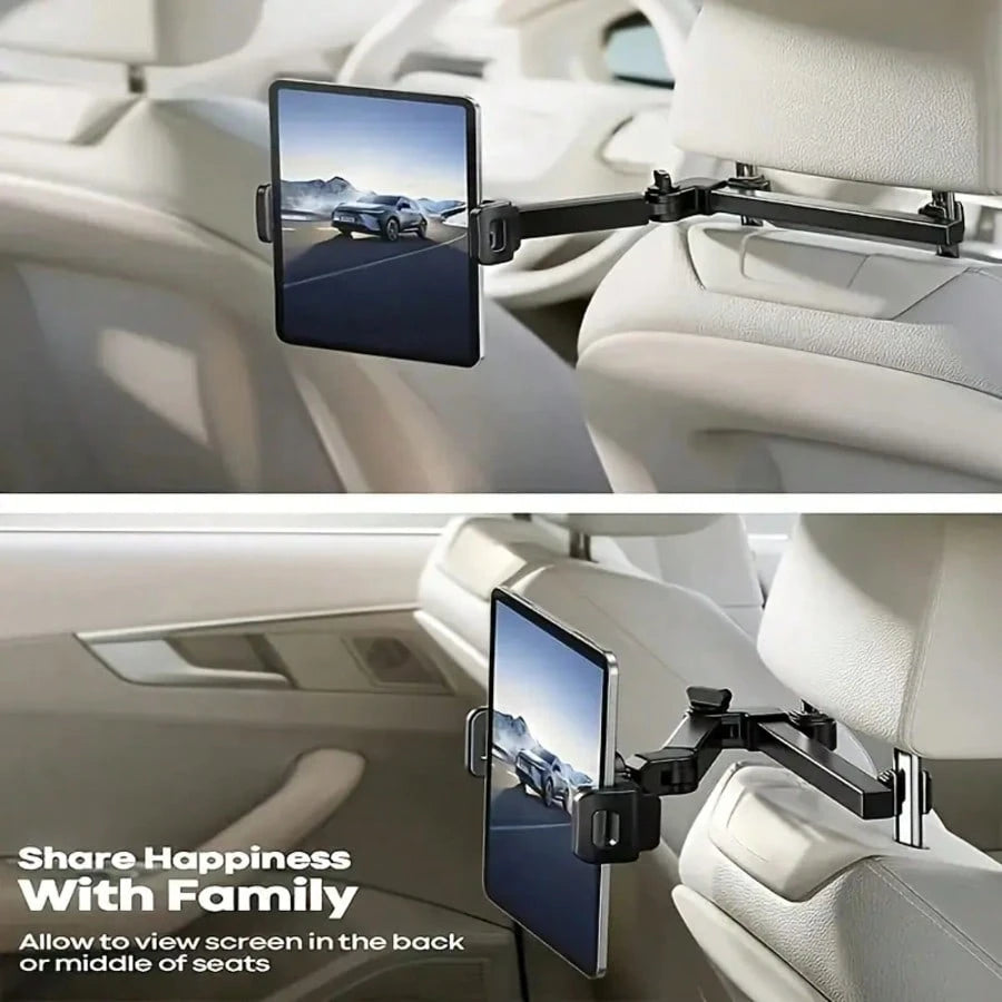 [3-In-1 Car Headrest Bracket]360-Degree Rotation Adjustable, Suitable For 4.7 To 11 Inches, Car Mobile Phone Accessories, Back Of The Head Extended 360° Rotating Mobile Phone Holder, Tablet Holder, Ca