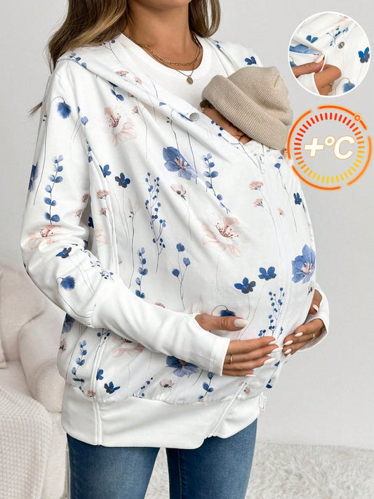 3-In-1 Maternity Knit Pocket Hooded Thick Jacket, Maternity Coat & Jacket