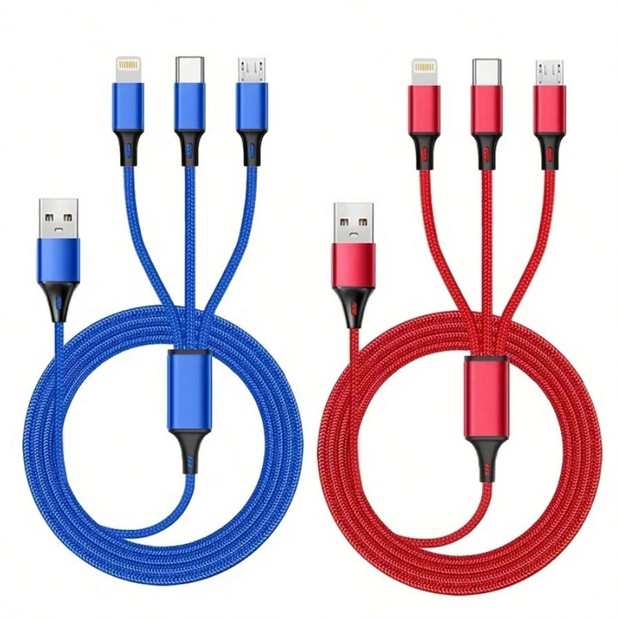 3-In-1 USB Charging Cable, Compatible With IPhone/Type-C/Micro USB Ports, Compatible With IPhone 14/13/12 Pro Max/Xs Max, Compatible With Android Phones, Cameras, MP3 Players And Other Devices, Univer