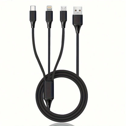 3-In-1 USB Charging Cable, Compatible With IPhone/Type-C/Micro USB Ports, Compatible With IPhone 14/13/12 Pro Max/Xs Max, Compatible With Android Phones, Cameras, MP3 Players And Other Devices, Univer