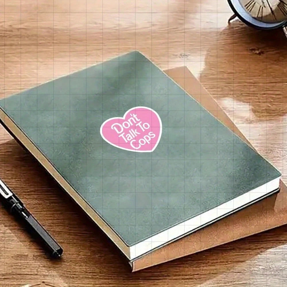 3-Inch "Don't Talk To Cops Vinyl Sticker – 'Don't Talk To Cops' Heart Design For Laptops, Notebooks, Water Bottles, Planners, Car Bumpers, And Toolboxes – Ideal For Activists, Students, Social Justice
