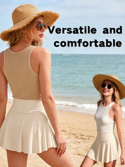 3 Pack Women's Summer Clothes Active Skorts With Pockets, High Waist Lightweight Athletic Skirts For Golf Yoga Running Daily Wear Womens Short Skirt