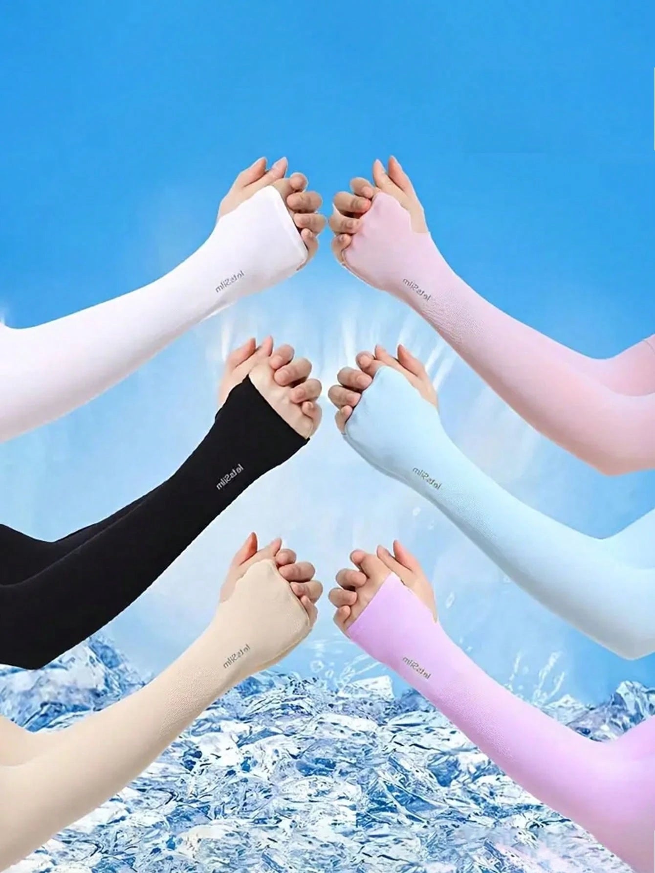 3 Pairs Ice Silk UV Protection Arm Sleeves, Unisex- Breathable With Thumb Hole, High Elasticity Sun Protection Arm Sleeves, Nylon Ice Silk Fabric, UV Protection, Suitable For Outdoor Activities, Cycl