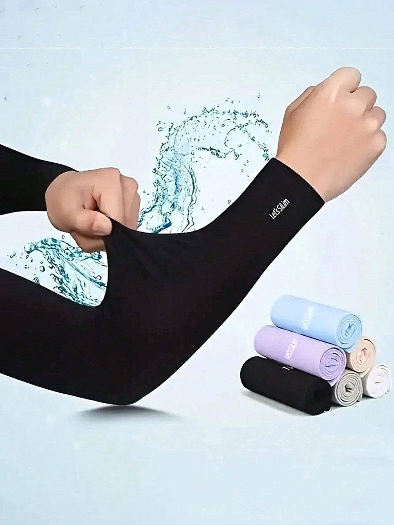 3 Pairs Ice Silk UV Protection Arm Sleeves, Unisex- Breathable With Thumb Hole, High Elasticity Sun Protection Arm Sleeves, Nylon Ice Silk Fabric, UV Protection, Suitable For Outdoor Activities, Cycl
