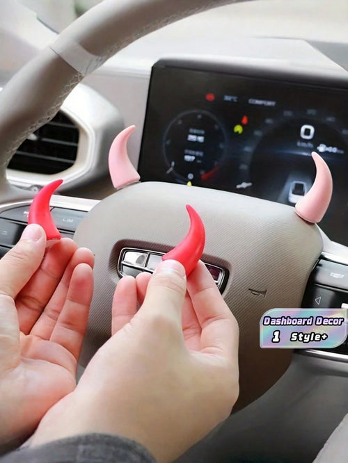 3 Pairs Mini ABS Plastic Adhesive Cute Creative Devil Horn Car Sticker Decoration Random Color For Dashboard Air Vent Vehicle Interior Auto Accessories Fun Novelty Gift For Car Owners